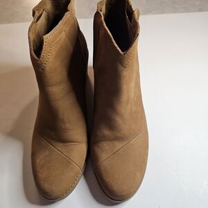 WOMENS TOMS CLARE WEDGE HEEL ANKLE BOOTS TAN SIZE 8 PRAIRIE